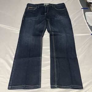 Ariat Jeans Mens 40x32 Blue M7 Slim Fit Straight Leg Western Silverton Starched
